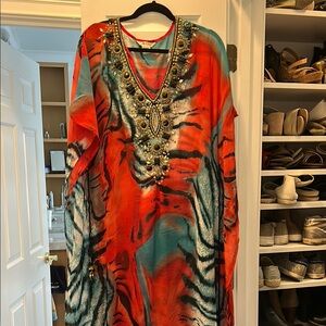Embellished Multicolor Kaftan Dress